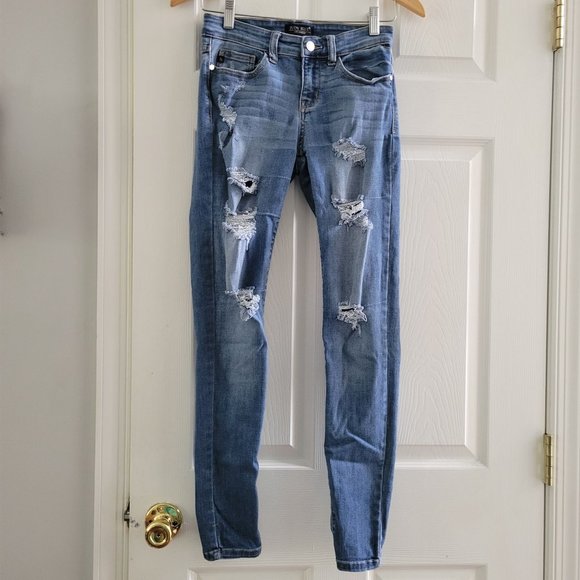 Judy Blue Los Angeles Skinny Fit distressed Ripped Denim Jeans size 3/26 - Picture 1 of 10